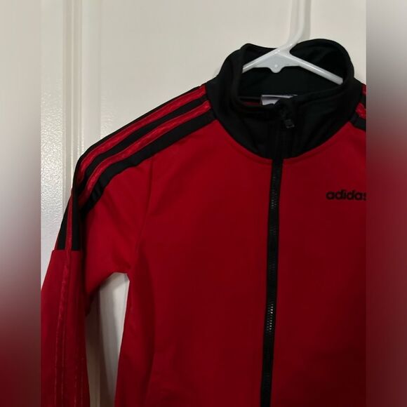 Adidas Red & Black Boy Track Jacket Size 6 - Picture 4 of 10